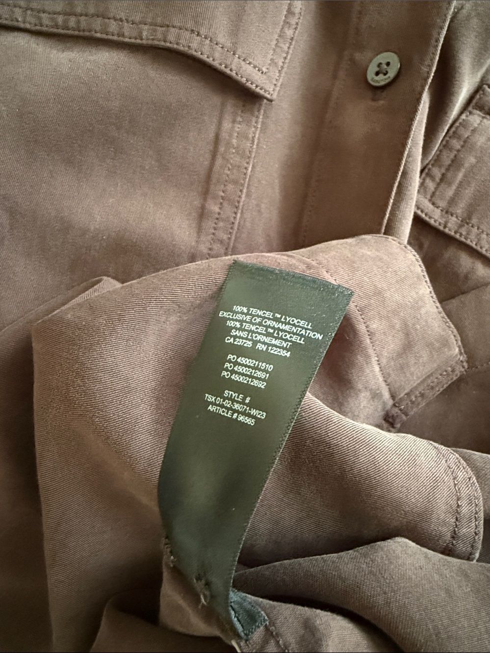 Aritzia Babaton Rich Mocha Brown Utility Button Down XS - Picture 6 of 6